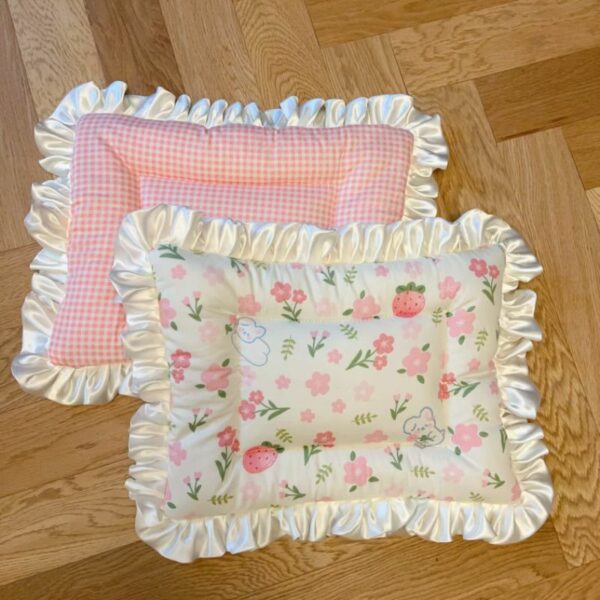 Cotton Pet Bed Set - Scratch-Resistant Dog & Cat Cushion with Lace Trim - Image 3